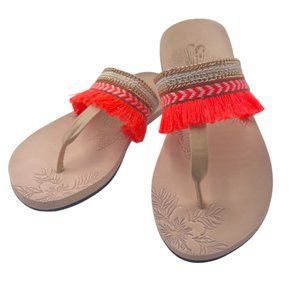 Strand Beach Thong Sandal Fringe Size 6